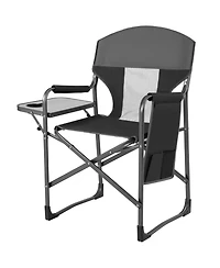 Gymax Folding Camping Chair Oversized Padded Portable Directors Chair with Side Table