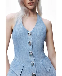 Nocturne Women's Embellished Halter Neck Bustier Top