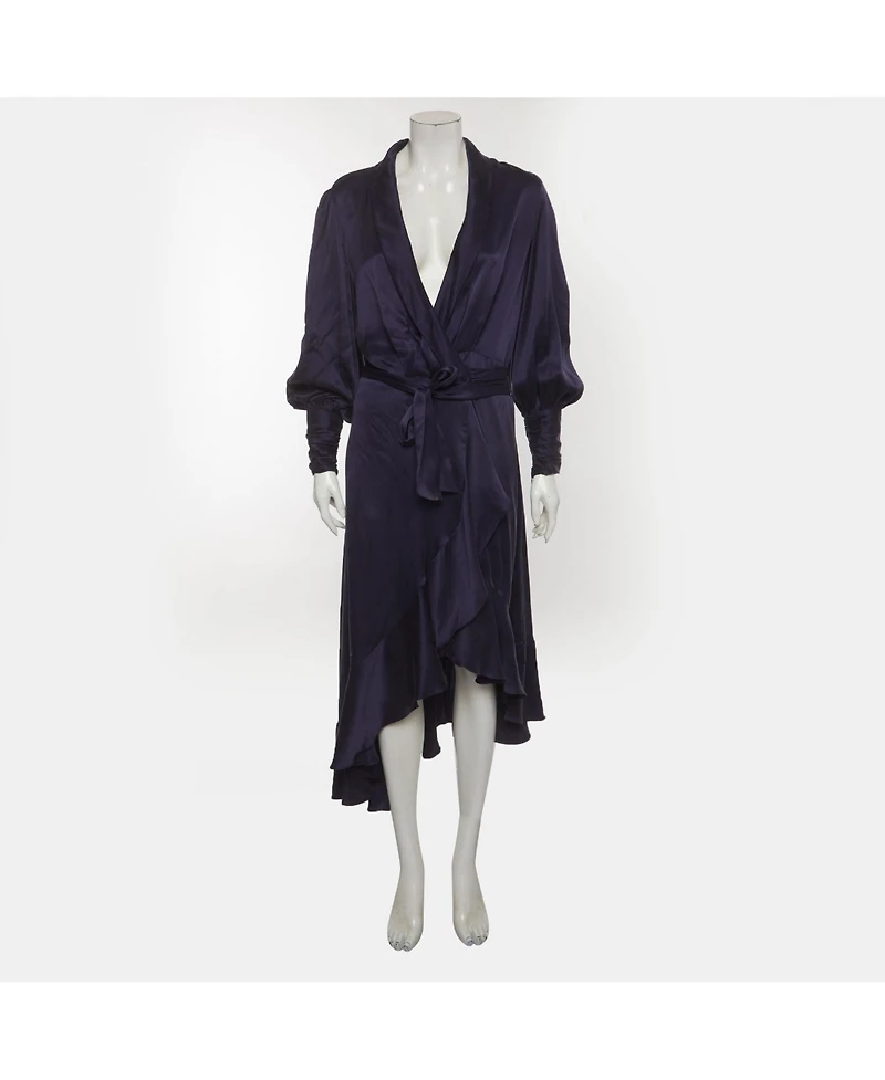 Pre-Owned Zimmermann Women's Satin Asymmetric Midi Wrap Dress