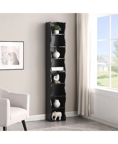 flynama Ultra-Thin 8-Tier Wavy Edge Combined Bookshelf Adjustable Partition Waterproof Mdf Storage Display Shelf