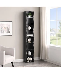 flynama Ultra-Thin 8-Tier Wavy Edge Combined Bookshelf Adjustable Partition Waterproof Mdf Storage Display Shelf