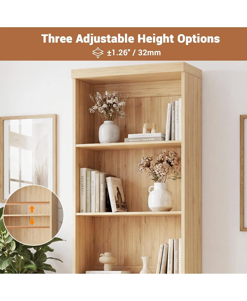 Aheaplus 80" Storage Cabinet with 3 Drawers and Open Shelves, Wooden Bookcase