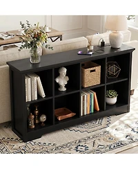 Aheaplus 8-Cube Bookshelf with Charging Station, Bin Storage Organizer