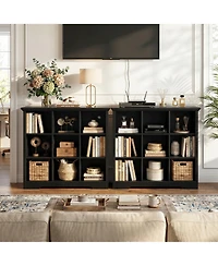 Aheaplus 9 Cube Bookshelf with Charging Station, Floor Cubby Toy Organizer