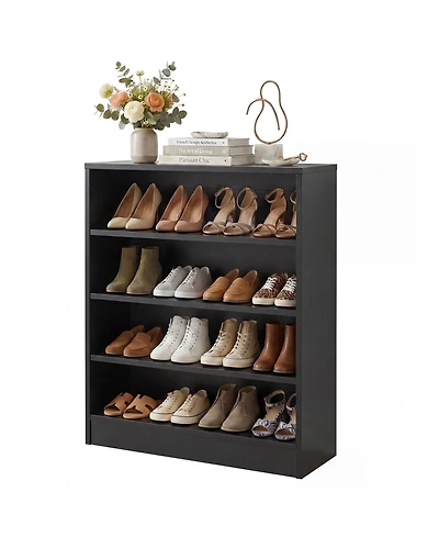 Aheaplus Wooden Shoes Rack Storage Cabinet with Shelves
