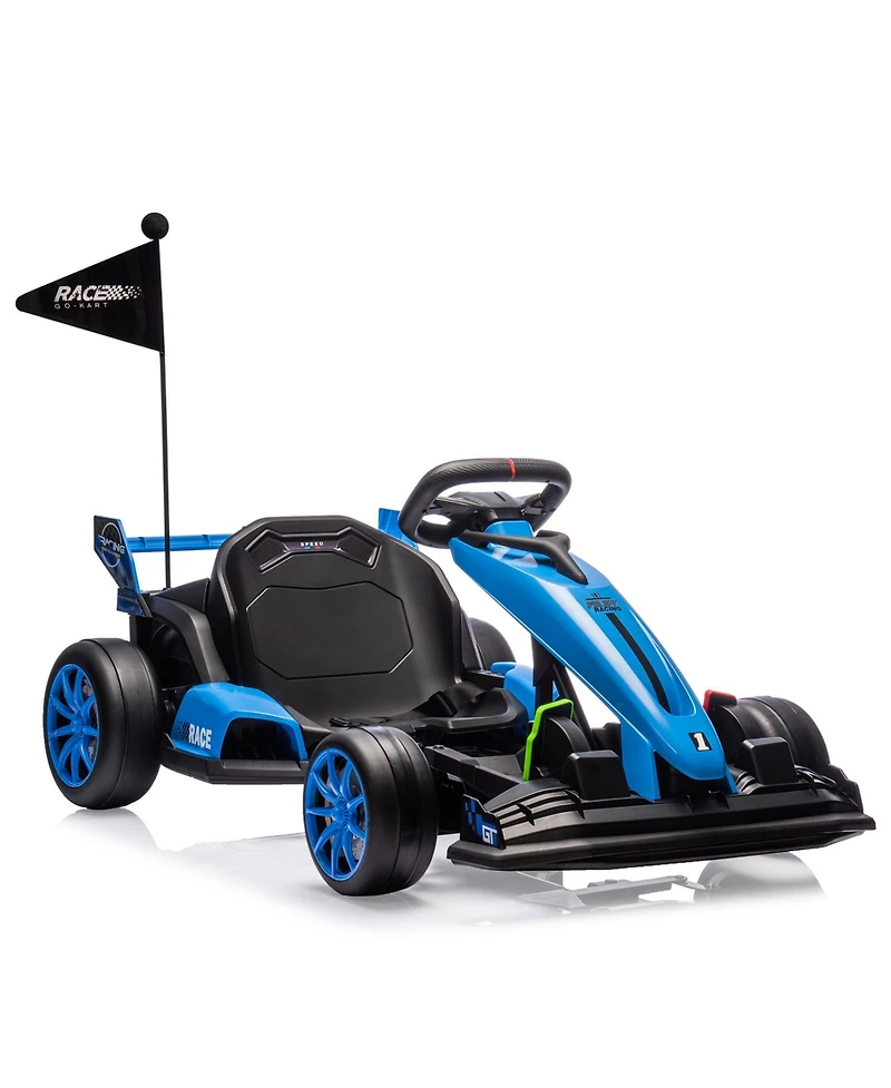 homfan High-Performance 24V Drift Go Kart, Adjustable Seat, Dual 200W Motors, Speeds up to 8.5 Mph, Eva Silent Wheels, Pedals