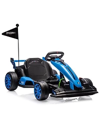 homfan High-Performance 24V Drift Go Kart, Adjustable Seat, Dual 200W Motors, Speeds up to 8.5 Mph, Eva Silent Wheels, Pedals