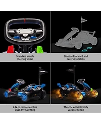 homfan High-Performance 24V Drift Go Kart, Adjustable Seat, Dual 200W Motors, Speeds up to 8.5 Mph, Eva Silent Wheels, Pedals