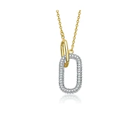 Rachel Glauber Radiant Cz Two-Tone Texture Interlocking Links Necklace