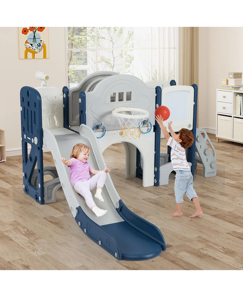 Slickblue 10-in-1 Kids Slide Playset with Climber Indoor Outdoor Fun Center