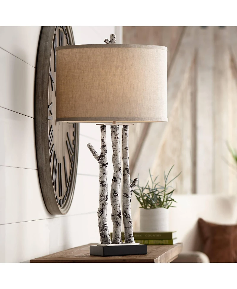 John Timberland Woodland 30" Tall Faux Birch Tree Large Farmhouse Rustic End Table Lamp Single Living Room Bedroom