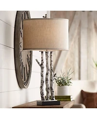 John Timberland Woodland 30" Tall Faux Birch Tree Large Farmhouse Rustic End Table Lamp Single Living Room Bedroom