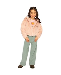 Deux par Deux Toddler Girl (2-5) Faux Fur Hooded Cardigan Pink