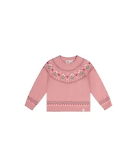 Deux par Deux Toddler Girl (2T-5T) Sweater with Flower Pale
