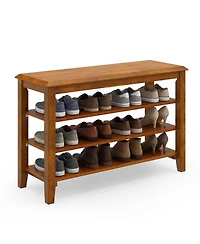 Slickblue Entryway Shoe Bench 3-Tier with Adjustable Storage Shelves