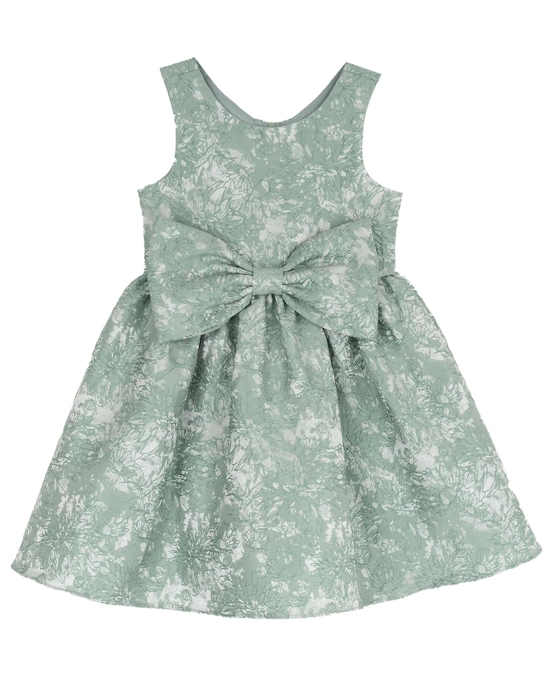 Rare Editions Girls' 2T-6X Brocade Bodice with Large Self Bow Dress