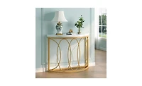 Slickblue Faux Marble Half Moon Console Table for Entryway