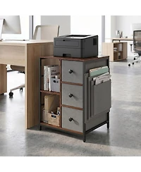 Slickblue Nightstand with Charging Station Open Shelves Industrial End Table