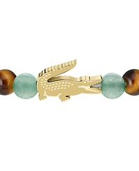 Lacoste Women's Matchpoint Green Adventurine Beads Gold-Plated Crocodile Bracelet