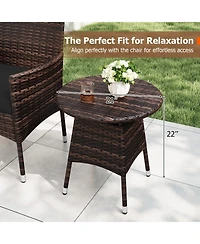 Sugift 3 Piece Patio Furniture Bistro Set for Porch with Woven Rattan Cushions