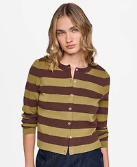 Dkny Jeans Women's Striped Cropped Cardigan Sweater