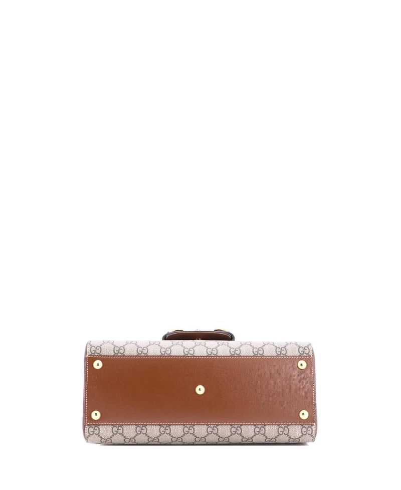 Pre-Owned Gucci Medium Horsebit 1955 Top Handle Flap Bag Gg Coated Canvas and Leather