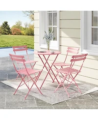 homfan 5-Piece Folding Patio Set, Space Saving Solid Steel 4 Chair Patio Furniture Set with Table for Balcony, Porch