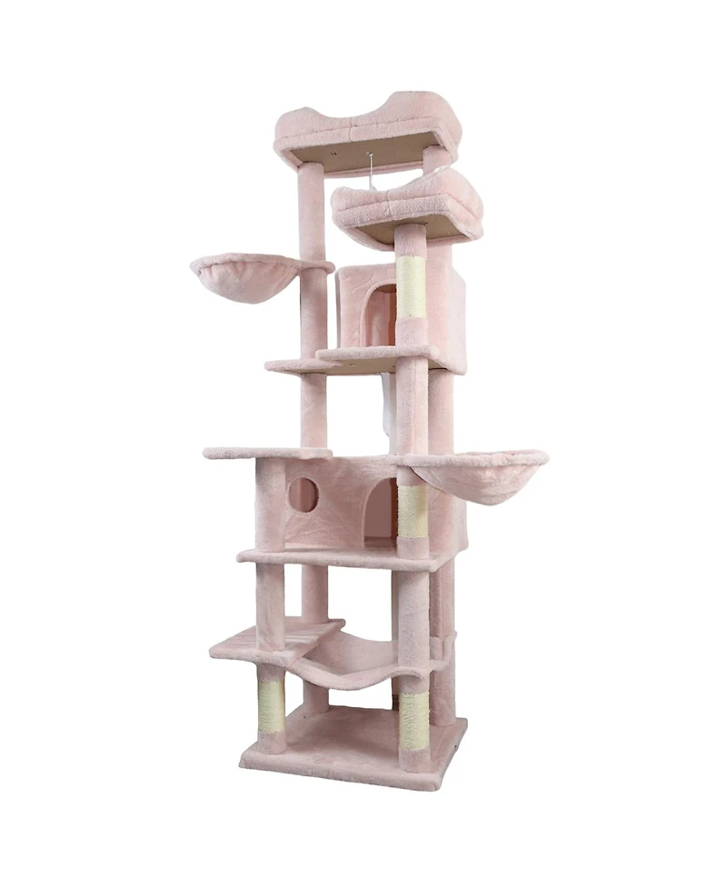 Streamdale Furniture 68Inch Multi-Level Cat Tree with Hammocks Cave and Scratching Posts
