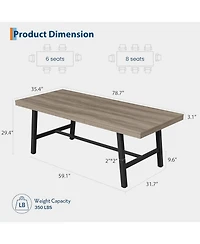 gaomon 78.7" Industrial Kitchen Dining Table for 6-8 People Dinner, Kitchen, Dining Room