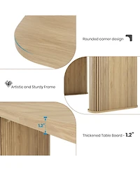 homfan Dining Table for 6-8 People, 62" Modern Table with Large Tabletop and Heavy Duty Pedestal Legs, Rectangular Table for Kitchen, Conference Room