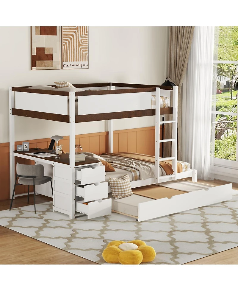 Streamdale Furniture Bunk Bed with Twin size Trundle Storage and Desk