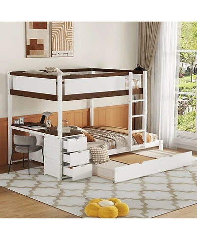 Streamdale Furniture Bunk Bed with Twin size Trundle Storage and Desk