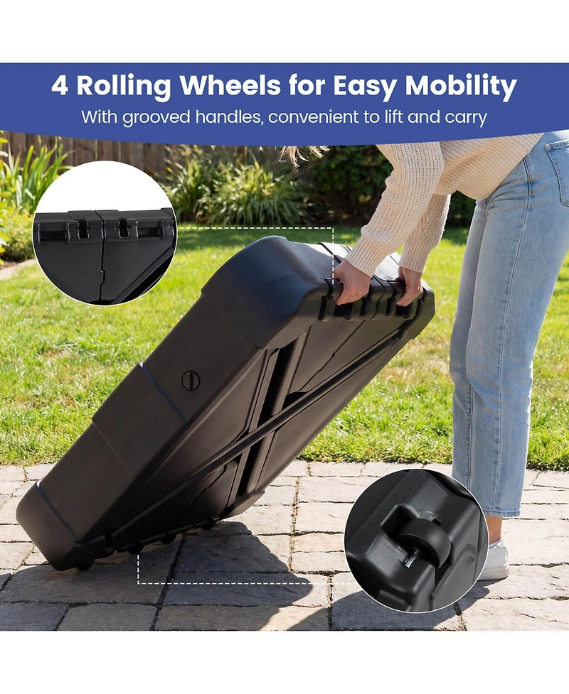 Costway 375 Lbs Outdoor Cantilever Umbrella Base with Wheels for Garden Deck Poolside