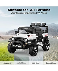 homfan 12V Electric Ride-On Off-Road Vehicle, Parental Remote Control, 3 Speeds, Led Lights, Music, Wireless Connection, Gradual Power-Up