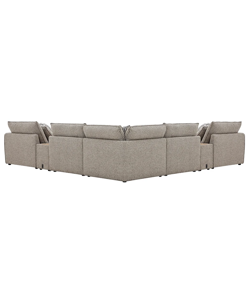 Evandro 7-Piece L-Shaped Sectional Sofa Set (Laf Chair. Raf Chair, 2 Armless Corner, Console), Macy's Exclusive