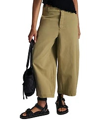 Free People Women's We The Laydown High-Rise Barrel-Leg Chino Cotton Pants
