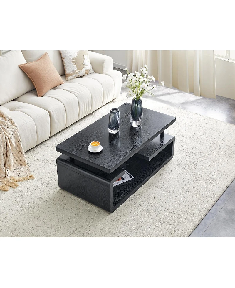 Streamdale Furniture 3-Tier Modern Mdf Coffee Table with Wood Grain Finish