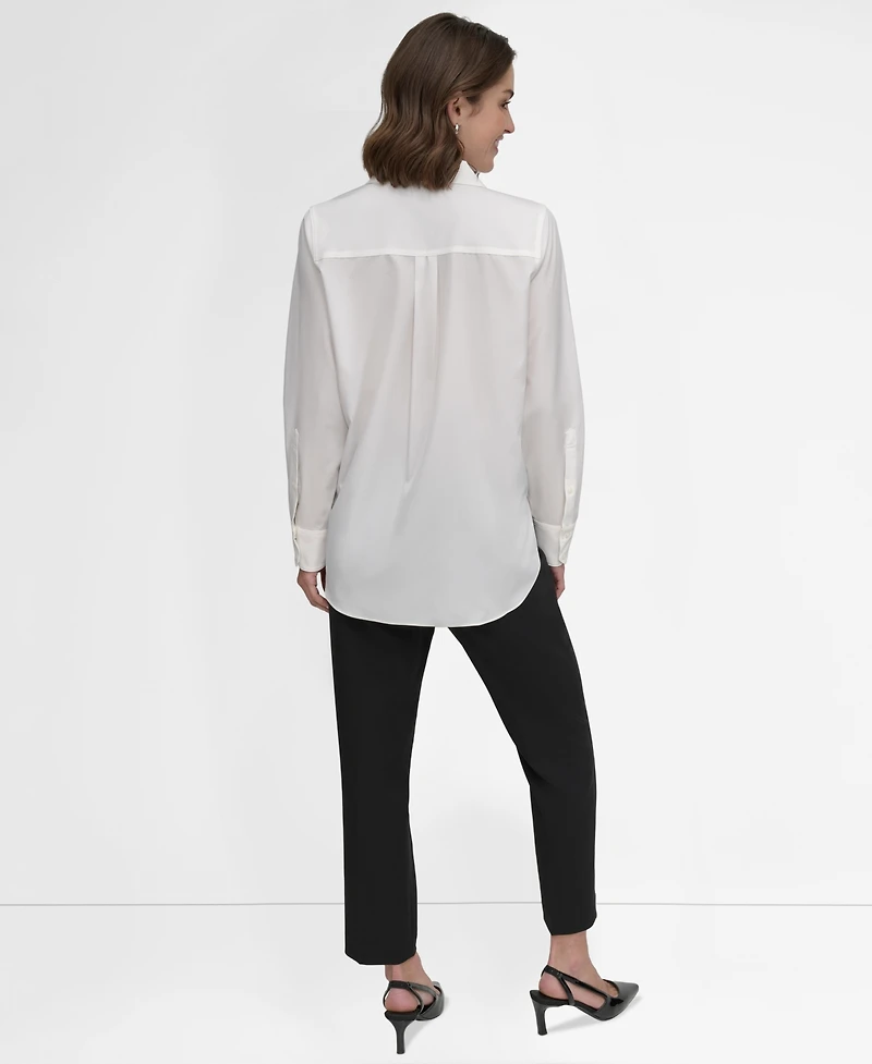 Dkny Petite Button-Front Blouse