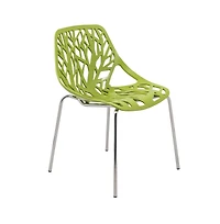 LeisureMod Asbury Stackable Modern Cut-Out Design Backrest Dining Chair with Chrome Legs and Floor Caps Side Chair