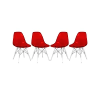 LeisureMod Dover Molded Side Chair with Acrylic Base, Set of 4