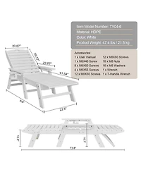 Yiortwo Outdoor Chaise Lounge Chair, 6-Position Adjustable Reclining Patio Lounger