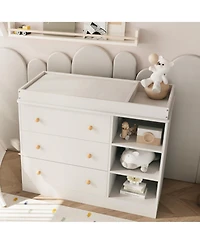 gaomon Baby Changing Table with 3 Drawers and Storage Shelves