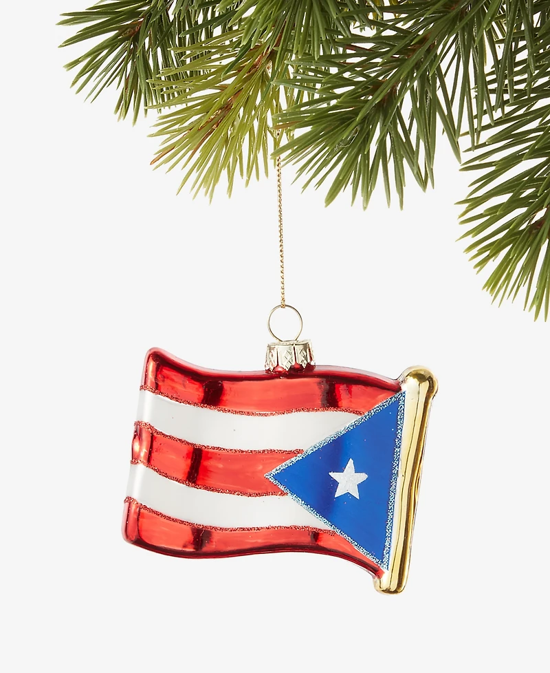 Holiday Lane Feliz Navidad Glass Flag Ornament, Exclusively at Macy's