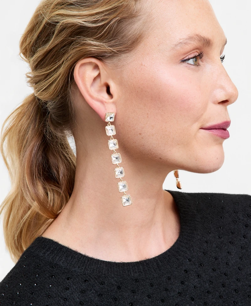 I.n.c. International Concepts Crystal Linear Drop Earrings, Macy's Exclusive