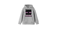 Minecraft Boys Enderman Face Long Sleeve Athletic Heather Youth Hooded Sweatshirt-xl