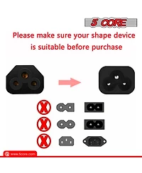5 Core 3 Prong Extension Cord 10 Feet Non-Polarized Durable Three Prong Extension Cable Us Ac 3 Prong Extension Cord Heavy Duty Plug Extender