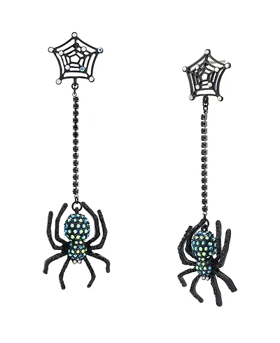 Betsey Johnson Faux-Stone Halloween Spiderweb Linear Earrings