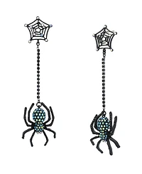 Betsey Johnson Faux-Stone Halloween Spiderweb Linear Earrings