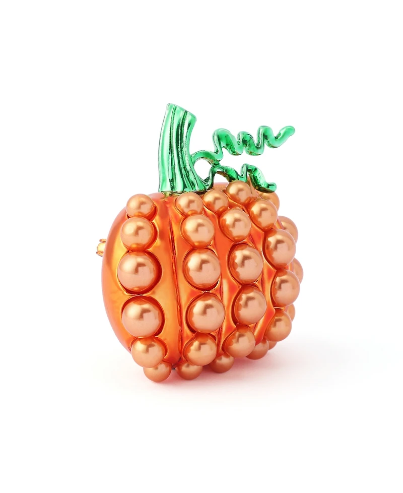 Betsey Johnson Orange Halloween Cultured Pearl Pumpkin Brooch
