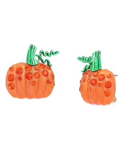 Betsey Johnson Faux-Stone Halloween Pumpkin Stud Earrings